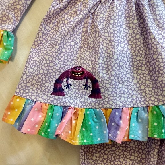 Monster's Inc Ruffled Pants Set & Matching Hairbow - Picture 5 of 6